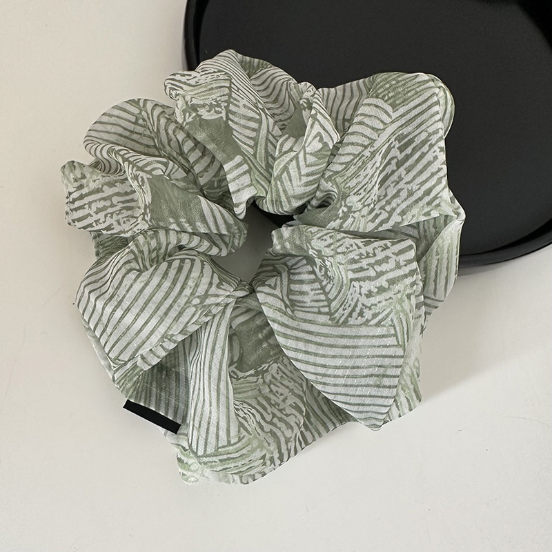 Dây Buộc Tóc Cao Su Bọc Da Họa Tiết Kẻ Sọc Lưới Thời Trang Pháp Cao Cấp