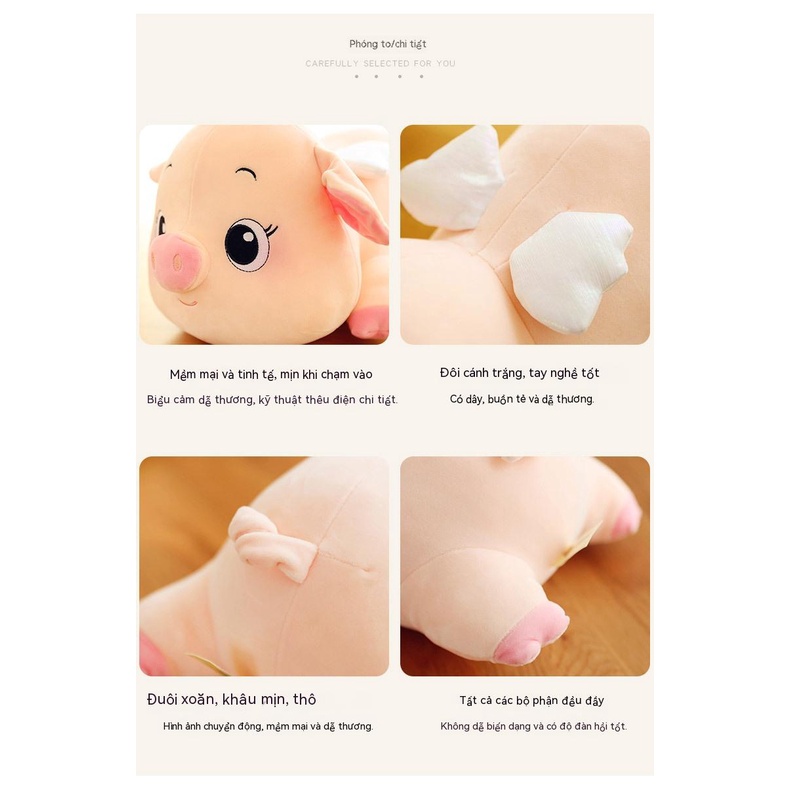 Thú nhồi bông heo vương miện thiên thần dễ thương, búp bê mềm mại tinh tế, món quà lễ hội cho trẻ em và phụ nữ, gối cho cô gái trên giường, đồ chơi nhồi bông là bạn đồng hành ấm áp