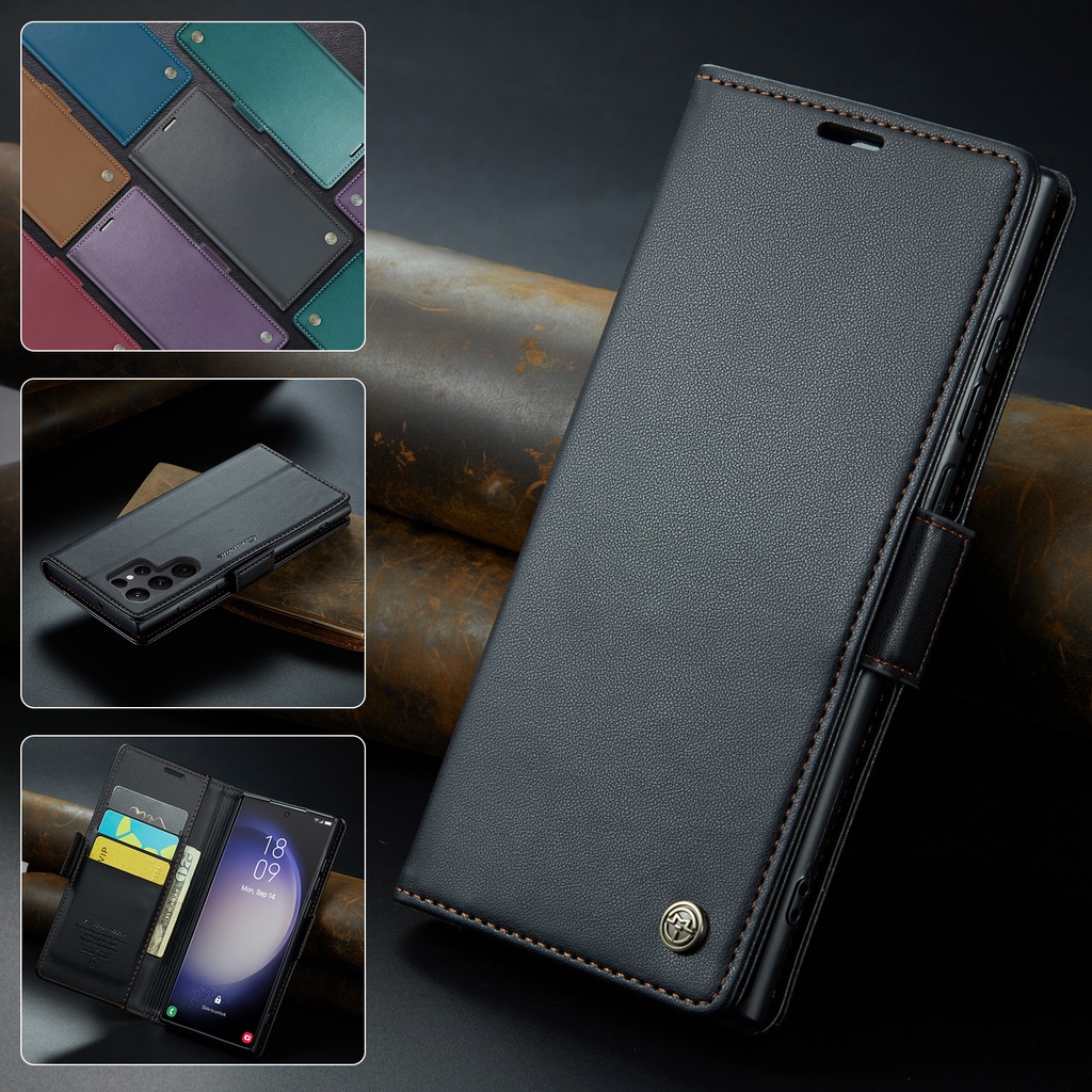 RFID Vỏ Cho Samsung S23 Ultra S23FE S23+ S22 Ultra S22 S21 Bao Da Điện Thoại Nắp Lật Kiêm Ví Đựng Thẻ Không Dây