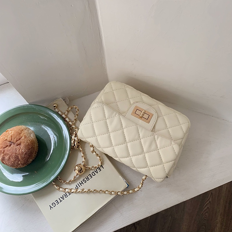 Túi Đeo Chéo Vai Có Dây Xích Trang Trí Bóng Vàng Thời Trang Dành Cho Nữ