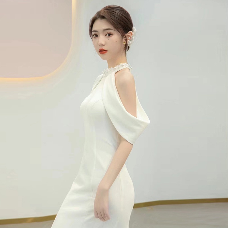 Đầm Cô Dâu Màu Trắng Trăng Mật Thiết Kế Đơn Giản Thời Trang