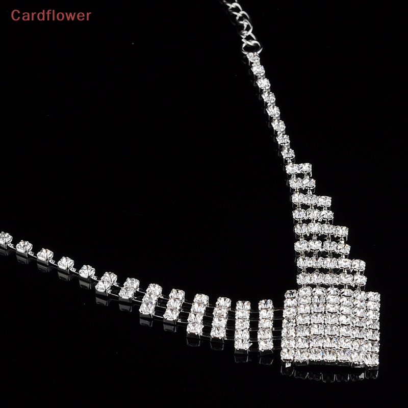 Bộ Vòng cổ + Bông Tai Mạ Bạc Đính Pha Lê Thời Trang Cho Nữ