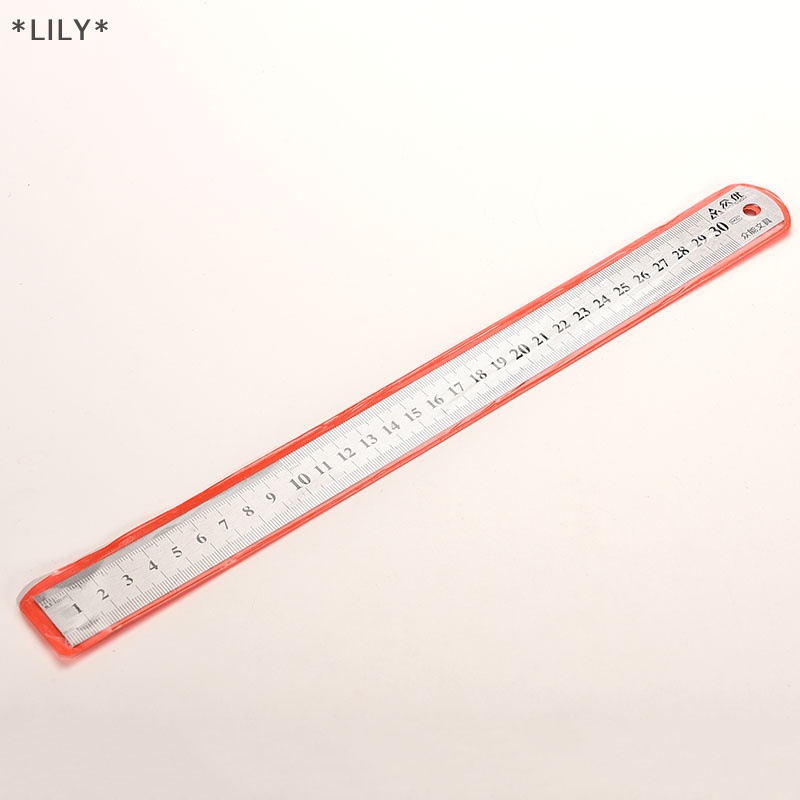 Lily 30cm kim loại không gỉ Cai Trị Metric quy tắc chính xác hai mặt công cụ đo lường 3cc uuu