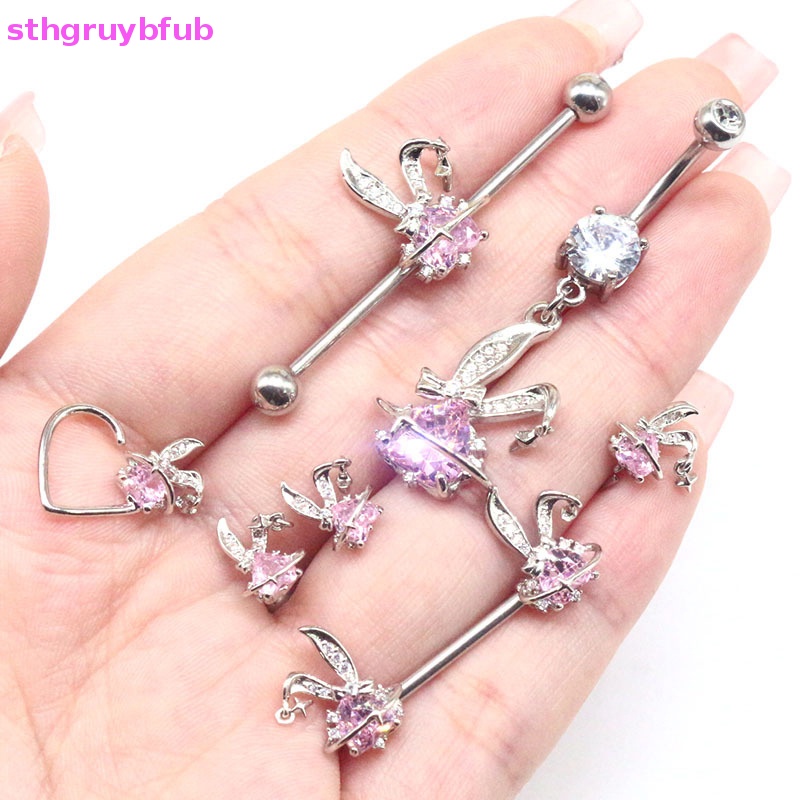Khuyên Xỏ Rốn Hình Thỏ Hồng Thời Trang