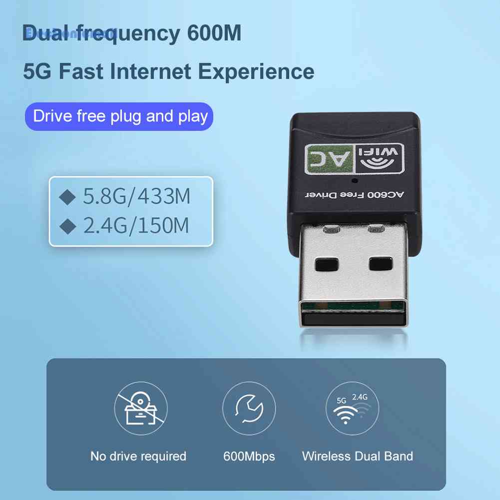 Thẻ Mạng Không Dây 600M 2.4G / 5.8G Tần Số Kép Cho PC Laptop Mall01.vn