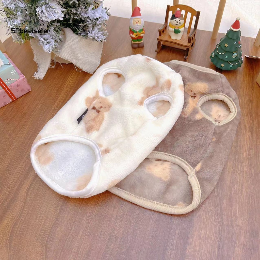 Áo Thun Không Tay In Hình Gấu Hoạt Hình Bằng Vải Bông Thoải Mái Dành Cho Cún Cưng