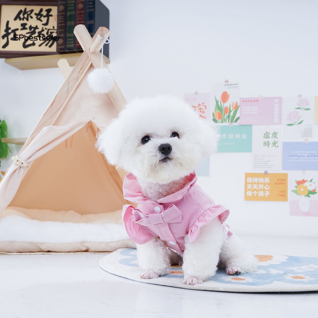 Áo Thun In Hoa Phối Bèo Trước Cỡ Nhỏ / Vừa / Nhỏ Thời Trang Xuân Hè Xinh Xắn Cho Cún Cưng