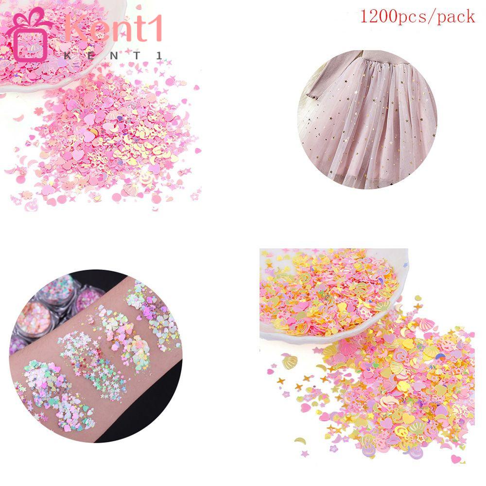Set 1 / 1200 Hạt Kim Sa Hình Ngôi Sao Trái Tim Trang Trí Móng Tay