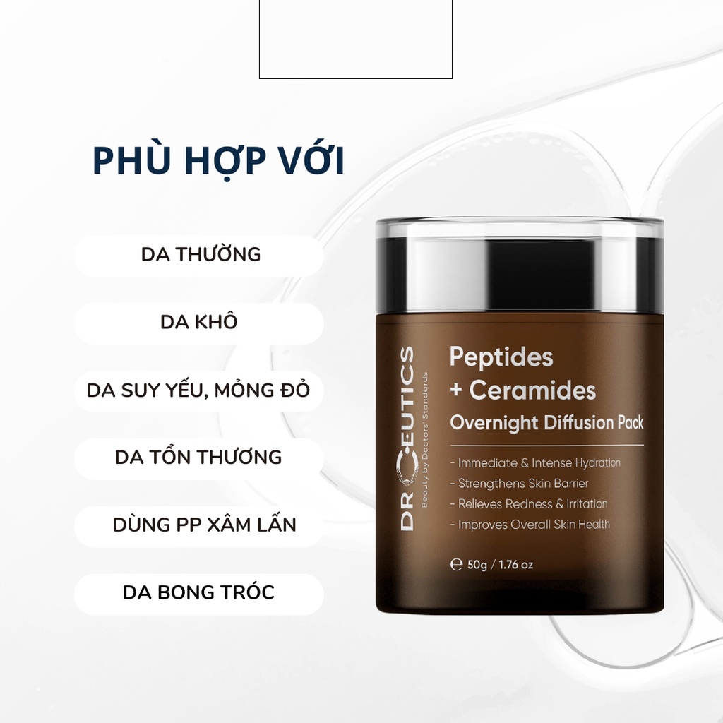 Kem dưỡng ẩm DRCEUTICS PEPTIDES + CERAMIDES OVERNIGHT giảm kích ứng, bong tróc da, cấp ẩm tức thì 50ml