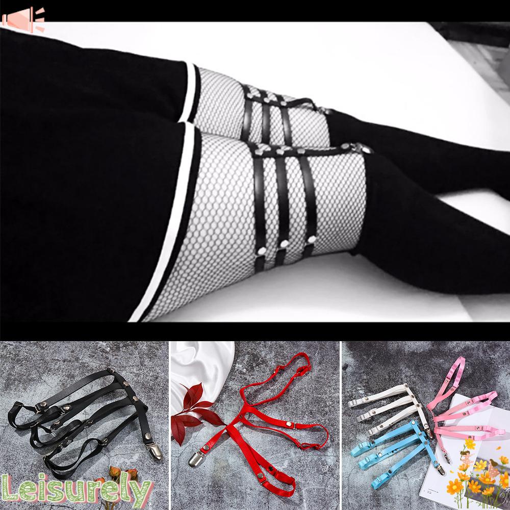 Đai Nịt Tất Đùi Bằng Da Pu Phong Cách Punk Cá Tính Cho Nữ