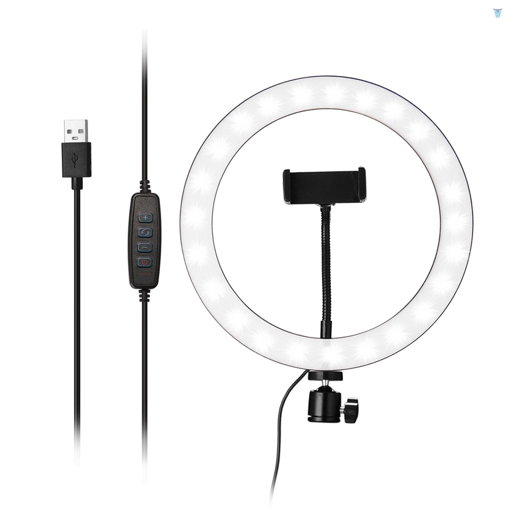 Đèn LED Tròn 10 '' Kẹp Điện Thoại Có Thể Điều Chỉnh Độ Sáng Hỗ Trợ Quay Video / Phát Trực Tiếp