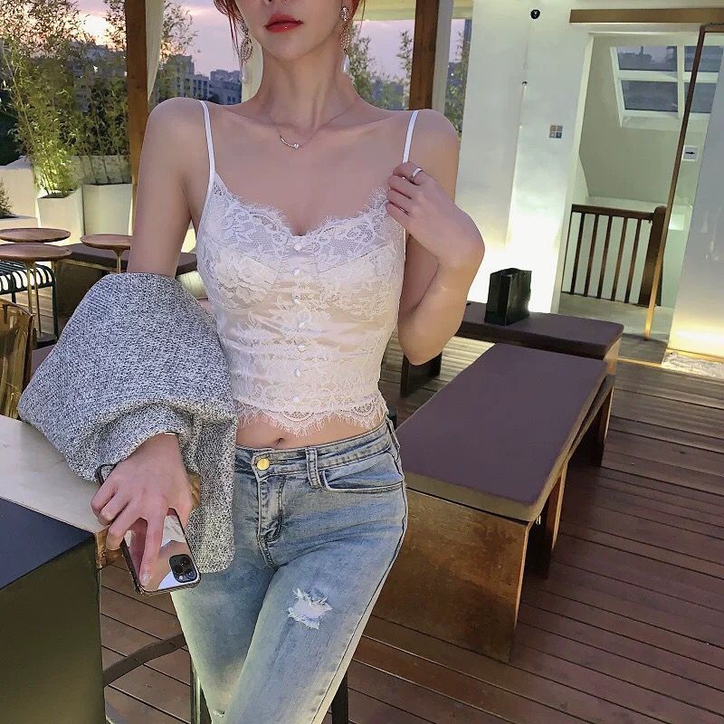 Áo Lót Ren Không Tay Thời Trang Quyến Rũ Cho Nữ