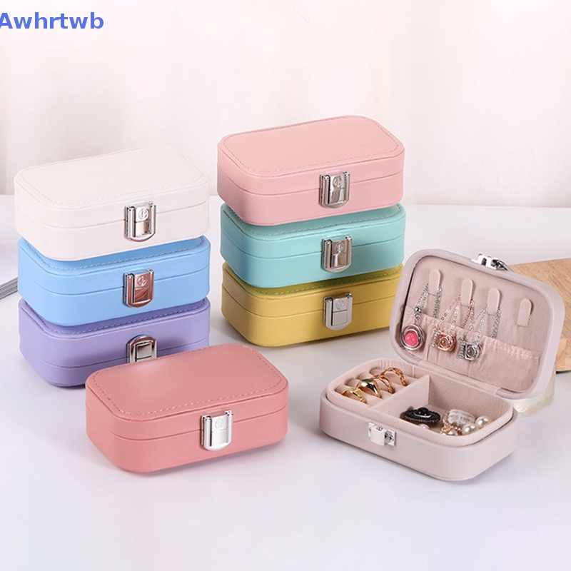 Hộp Đựng Trang Sức Bằng Da PU Hai Tầng Màu Kẹo Ngọt Mới