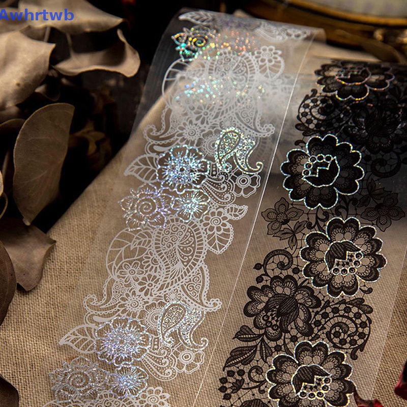 Awhrtwb Cuộn Băng Dính Ren Hoa Cổ Điển 2m Rayon Dream Aesthetic Chống Thấm Nước Làm Sổ Nhật Ký Trang Trí Sổ Lưu Niệm Mới
