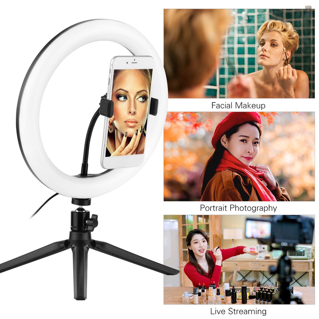 Andoer Bộ Dụng Cụ Trực Tuyến Với Giá Đỡ Ba Chân Đầu Bi 10inch Và Đèn LED Mini Kèm Giá Đỡ Điện Thoại