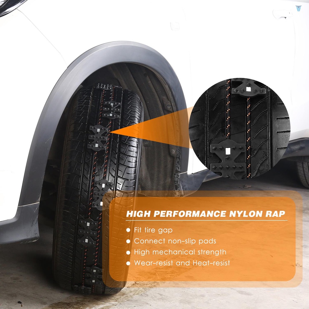 Bộ 4 Dây Xích Khẩn Cấp Chống Trượt Tuyết Màu Đen Thông Dụng Cho Xe Hơi Xe Tải SUV MPV