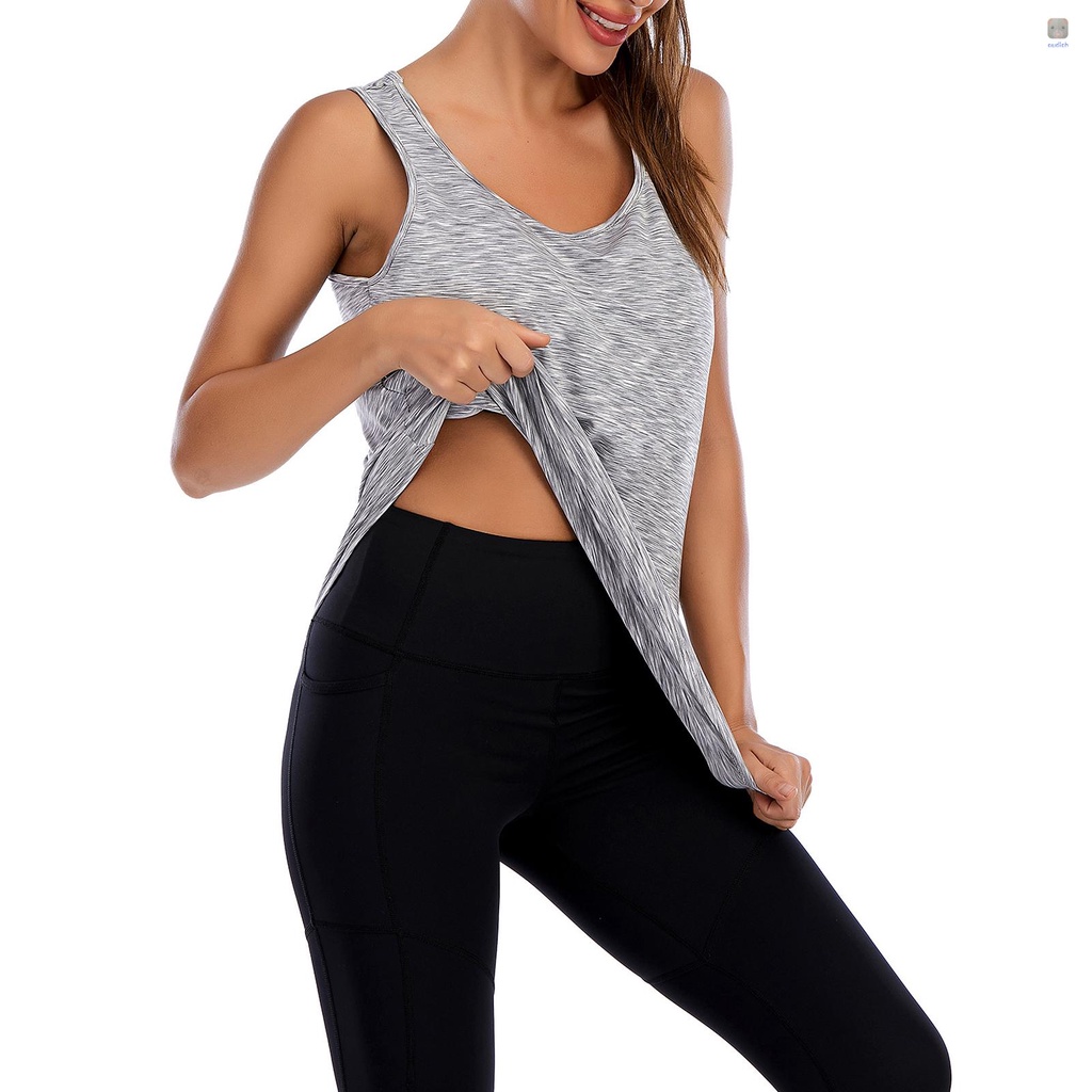 Áo Tank Top Sát Nách Cổ Tròn Dáng Rộng Thời Trang Tập Yoga / Chạy Bộ Cho Nữ