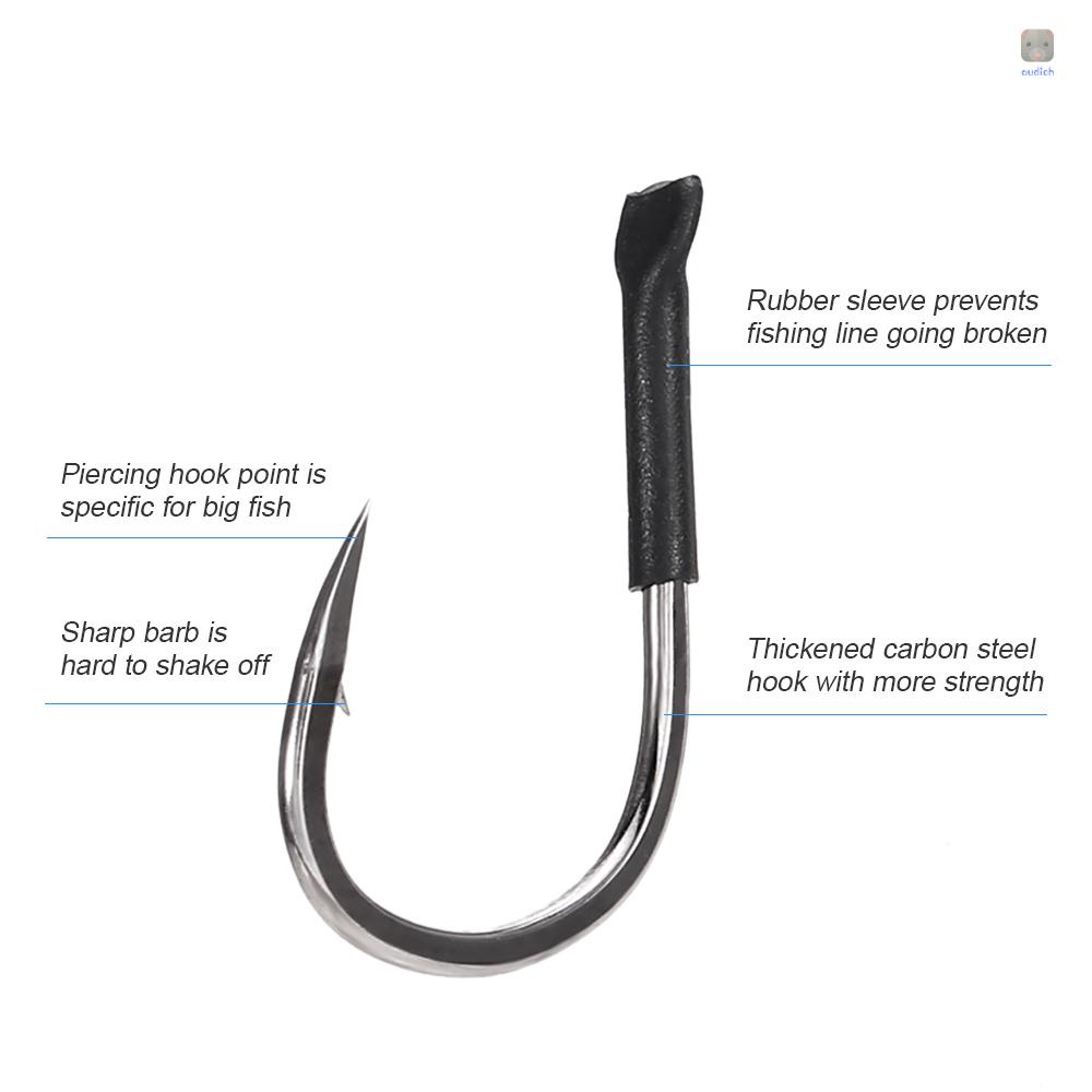 Set 10 / 4 / 10 / 4 Món Chuyên Dụng Chất Lượng# / 8# / 12# / 14# / 16# Lưỡi Câu Cá Bằng Thép Carbon Dày Dặn Thân Cao Su