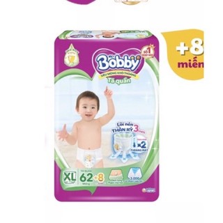 Tã- bỉm quần bobby m76+8 / l68+8/ xl62+8/ xxl56+8 mẫu gạo non