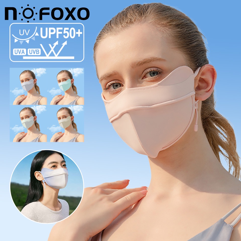 NOFOXO UPF50+ Mặt Nạ Chống Nắng Bằng Lụa Lạnh Màu Gradient Thoáng Khí Bảo Vệ Mắt Khi Lái Xe / Lái Xe Chống Nắng Khẩu Trang