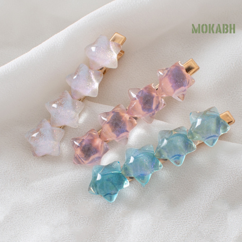 Kẹp Tóc Hình Ngôi Sao Trong Suốt Chống Trượt Bằng Nhựa Resin Phong Cách Hàn Quốc