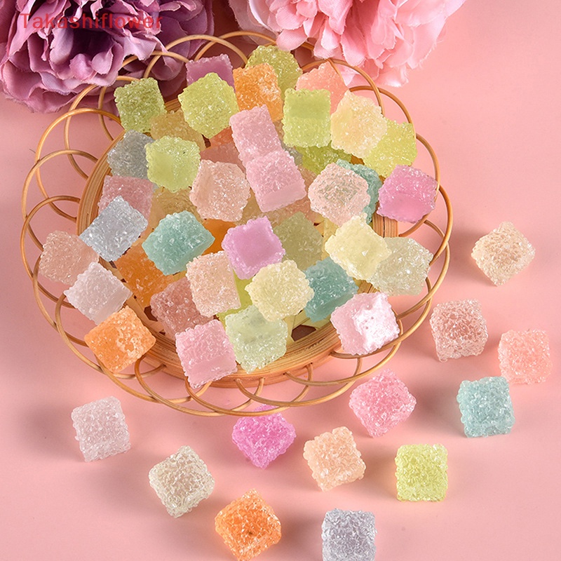 Bộ 10 Miếng Dán Hình Vuông Mini Bằng Resin Dạ Quang Dùng Trang Trí Điện Thoại / Sổ Tay DIY