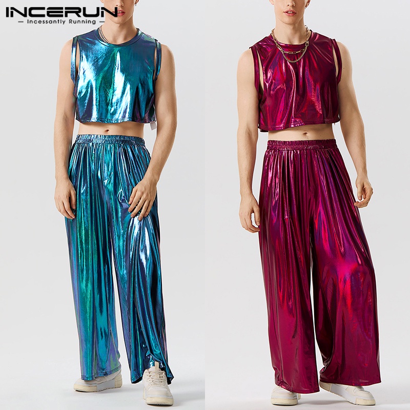 INCERUN Set Áo tank top + Quần Ống Rộng Kiểu Dáng Đơn Giản Năng Động Thời Trang