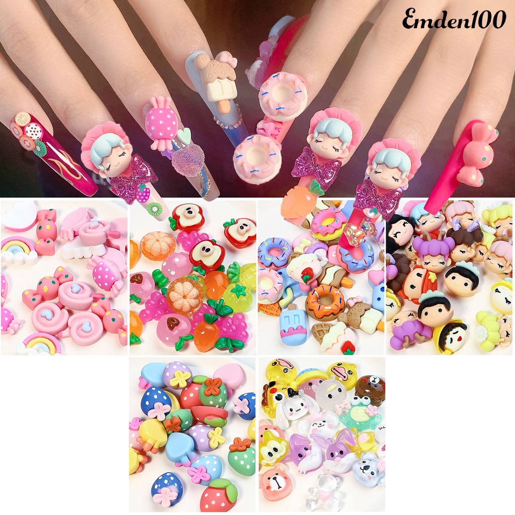 Set 100 Hạt Charm Hoạt Hình 3D Tự Trang Trí Móng Tay