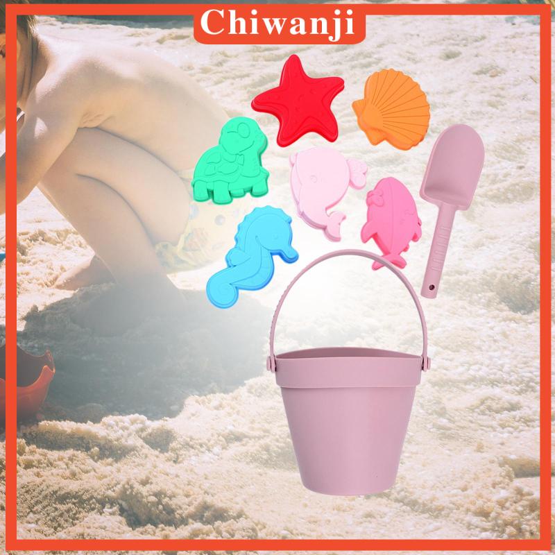 Set 8 Đồ Chơi Cát Bằng Silicone Cho Bé Chơi Khi Đi Biển