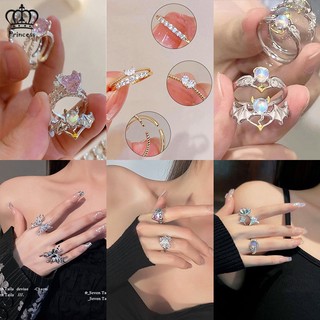 Nhẫn Đính Ngọc Trai Hình Trái Tim / Bướm Thời Trang Cho Cặp Đôi
