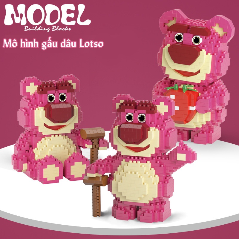 Đồ Chơi Mô Hình Lắp ráp 3D Hoạt Hình Gấu Lotso cho bé, Đồ chơi lắp ráp đáng yêu cho bé Nhà cá - E101