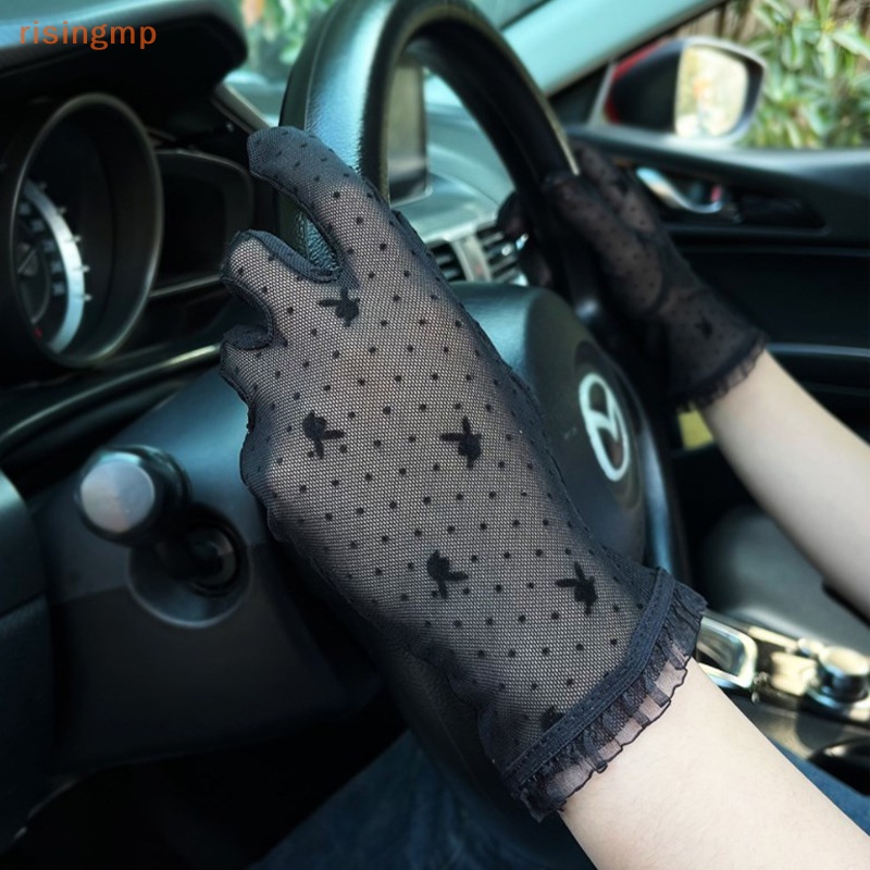 [risingmp] Găng Tay Lái Xe Ngắn Mỏng Co Giãn Chống Tia UV Mùa Hè Thu Màu Vàng Đen Cho Nữ