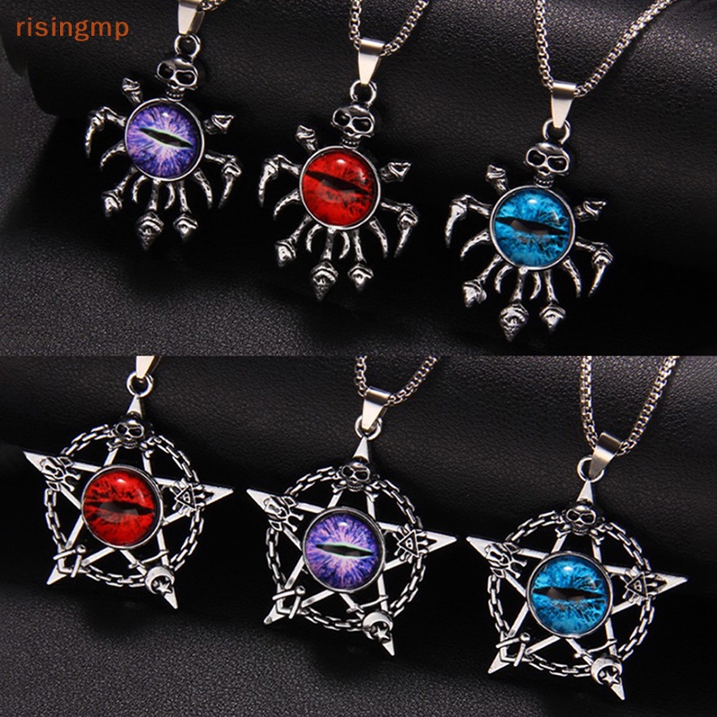 [risingmp] Vòng cổ Mặt Hình Đầu Lâu Bằng Thép Không Gỉ Phong Cách Hip Hop Cổ Điển Cho Nam Và Nữ