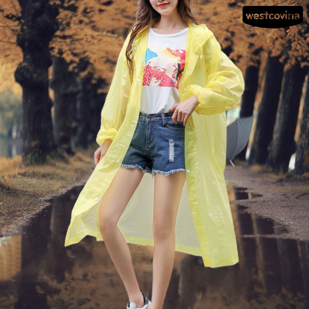 [COD]☁Áo Mưa Dáng Dài Có Mũ Trùm Tiện Lợi Dành Cho Nam Nữ