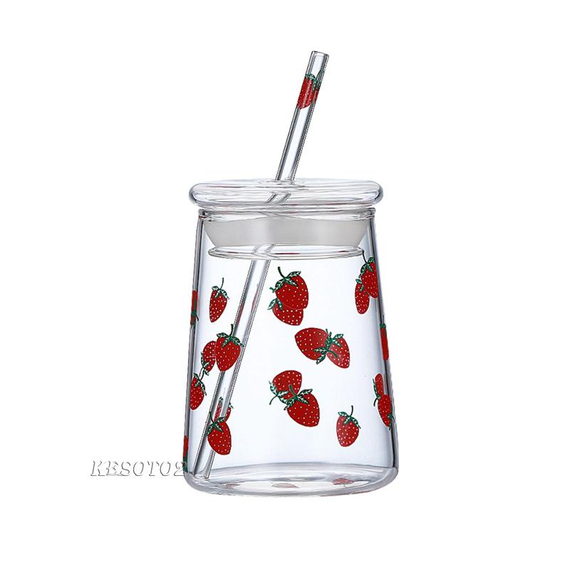 Cốc Thủy Tinh Uống Cà Phê Hình Quả Dâu Sáng Tạo Kesoto2