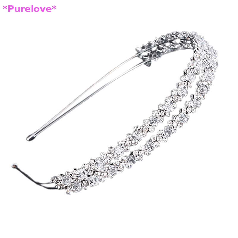 Cài Tóc Hình Vương Miện Hai Lớp Đính Pha Lê Handmade Dành Cho Cô Dâu Mới