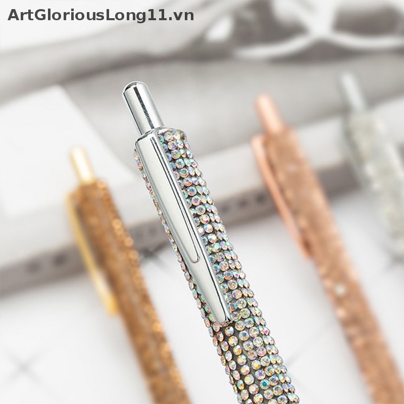 Bút Bi Mực Đen Ngòi 0.5mm Đính Kim Sa Lấp Lánh