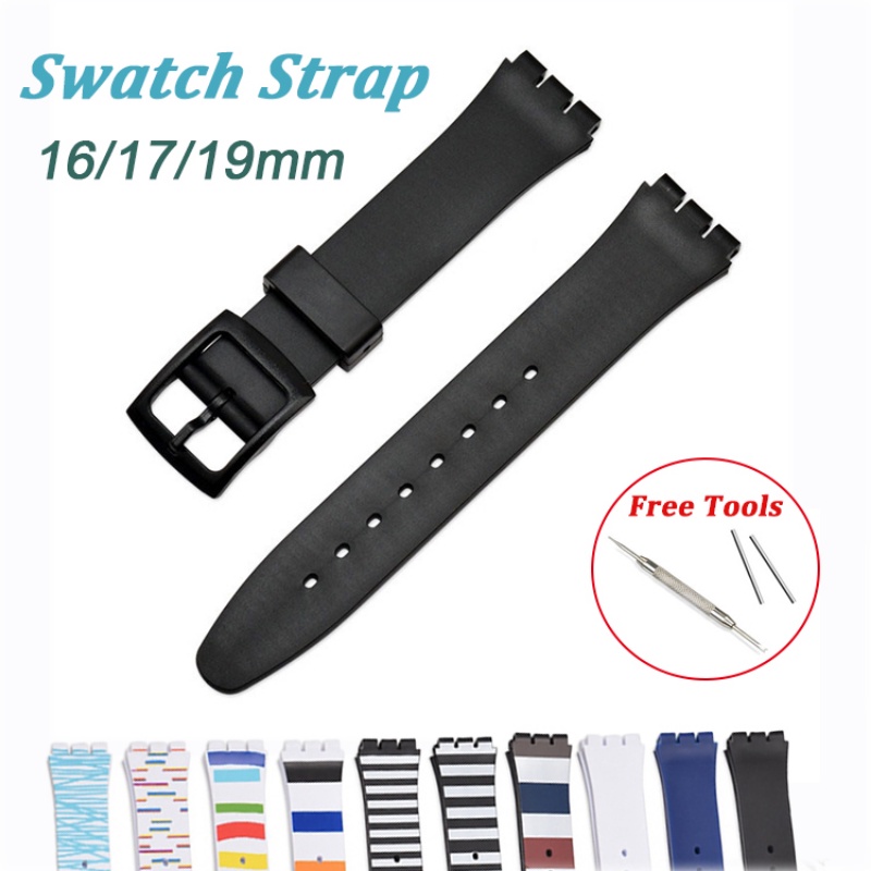 Dây Đeo Thay Thế Bằng Cao Su Silicone PVC Chống Nước Cho Đồng Hồ SWATCH 16mm 17mm 19mm