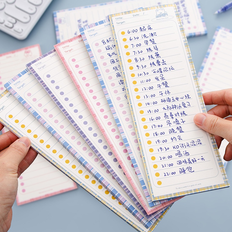 Bộ 50 Tấm / ins Giấy Notepad Ghi Chú Hình Đồng Hồ / Gấu / Thỏ Nửa Lưới Có Thể Xé Nhỏ