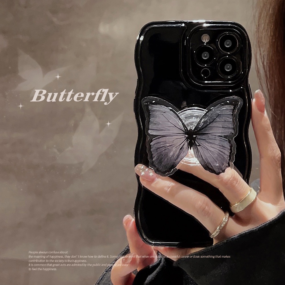 Ốp Điện Thoại TPU Mềm Có Giá Đỡ Hình Bướm Cho iPhone 14 Pro Max 11 13 Pro Max 12 11 Pro Max 14 Plus