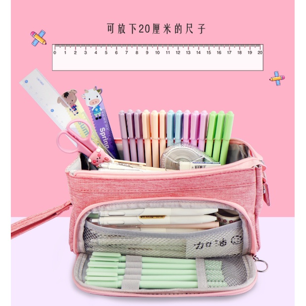 Túi Đựng Bút Đa Năng Sức Chứa Lớn Có Nút Gài Tiện Dụng Cho Học Sinh