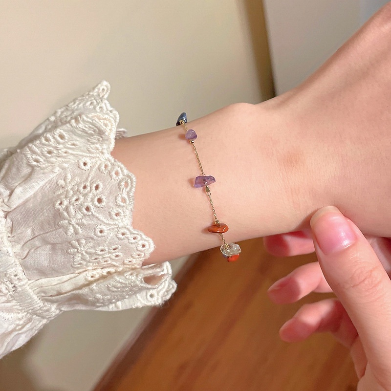 Dây Chuyền Đính Đá Nhiều Màu Sắc Thiết Kế Đơn Giản Dễ Phối Đồ Thời Trang Mùa Hè Cho Nữ