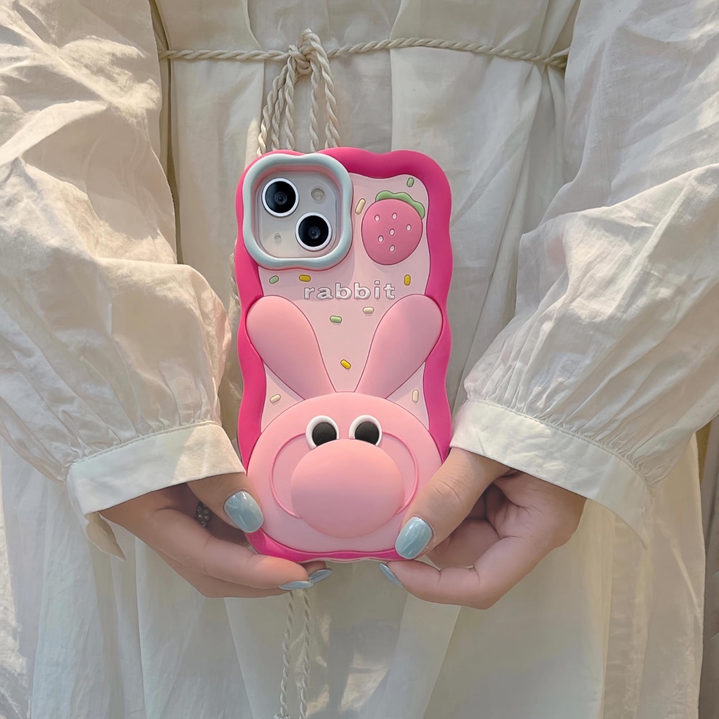 Ốp Điện Thoại TPU Silicon Mềm Chống Sốc Hình Thỏ Mũi Đỏ Dễ Thương Cho iPhone 14 13 12 11 Pro Max
