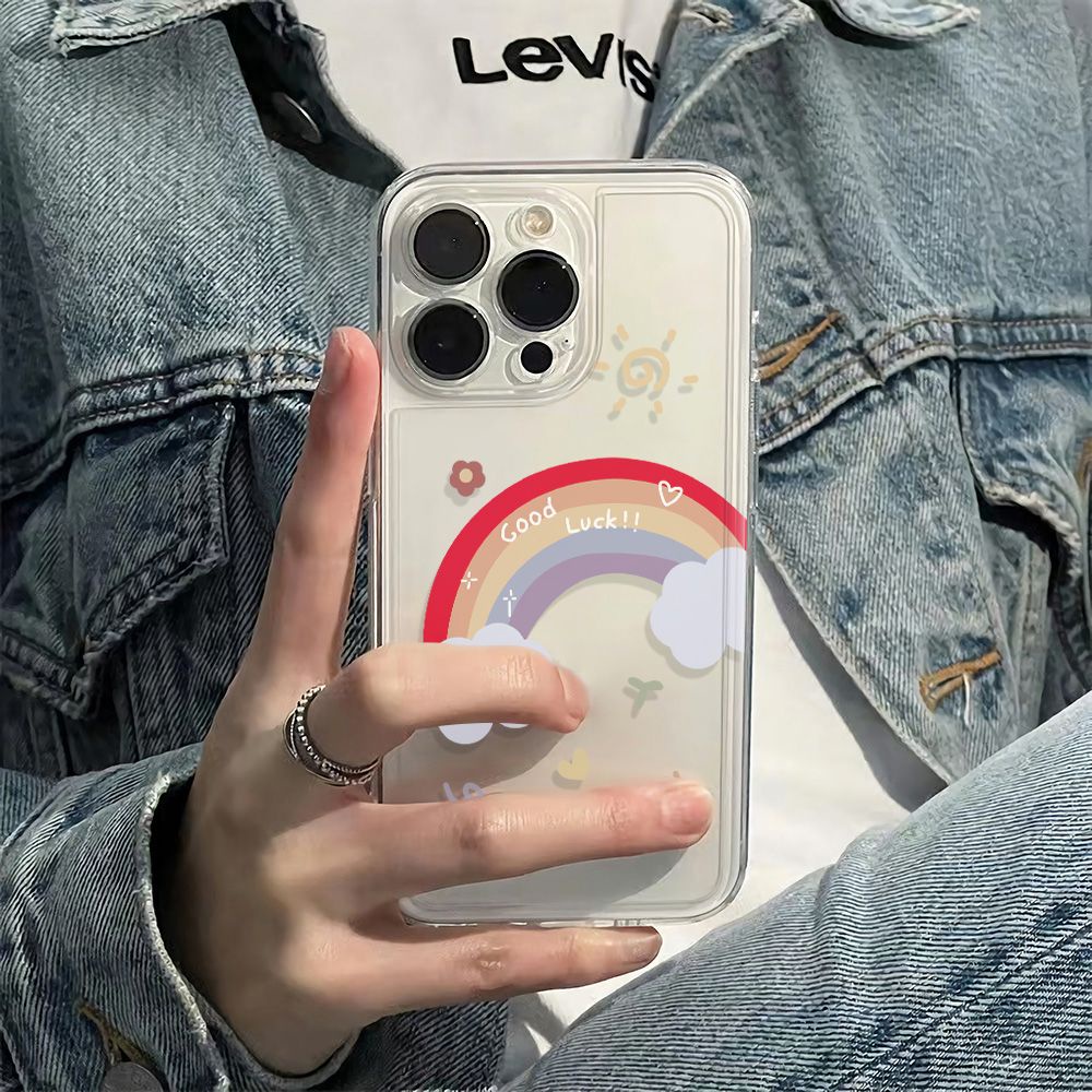 ✅Ốp Điện Thoại Mềm Chống Sốc Họa Tiết Cầu Vồng Đơn Giản Cho Iphone 12 13plus 14pro 11 Max 6S 78
