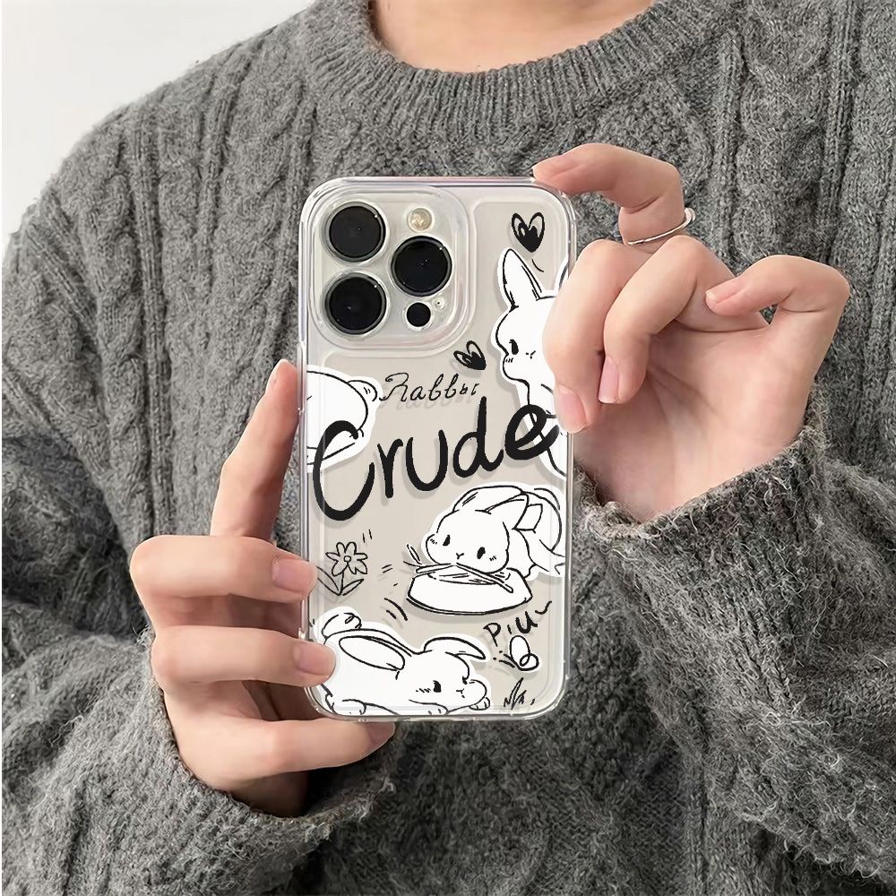 ✅Ốp Điện Thoại Mềm Chống Sốc Họa Tiết Thỏ 6In Phong Cách Đơn Giản 7813 Cho iPhone12max Line 1114pro