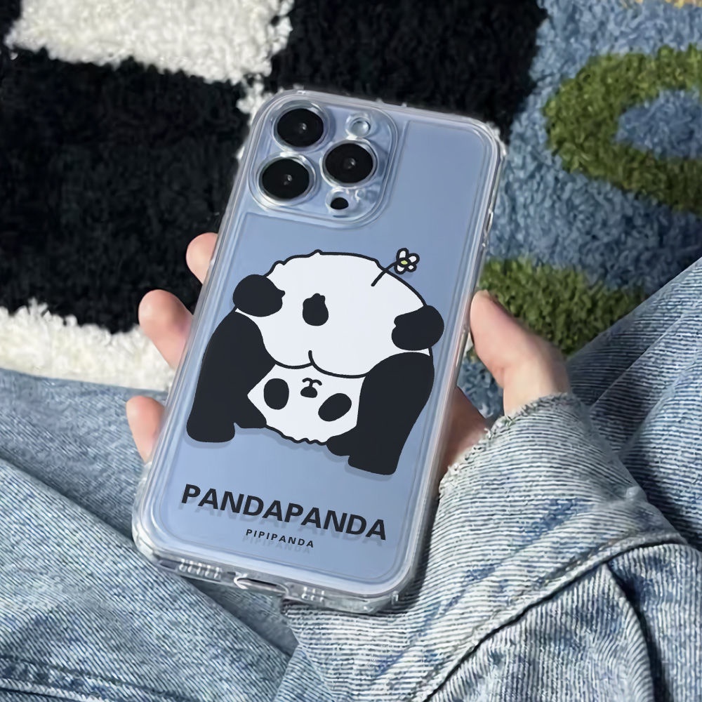 ✅Ốp Điện Thoại Mềm Chống Sốc 6In Hình Gấu Trúc Và Hoa Đơn Giản Cho iPhone1214pro13 max1178plus C4SE