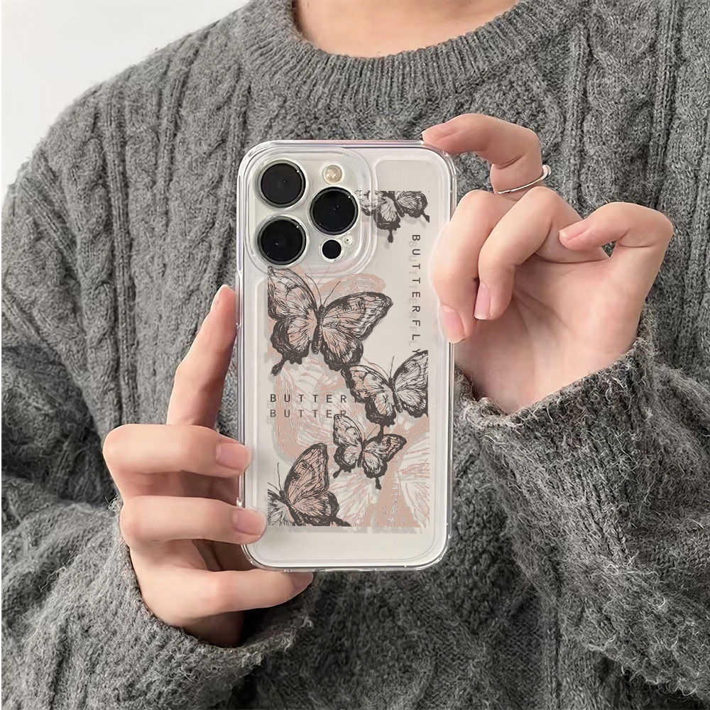 ✅Ốp Điện Thoại Mềm Chống Sốc Họa Tiết Bướm Màu Đen 13 Cho Iphone 12Plus / 14pro 6 6H4Q 8711max / Apple