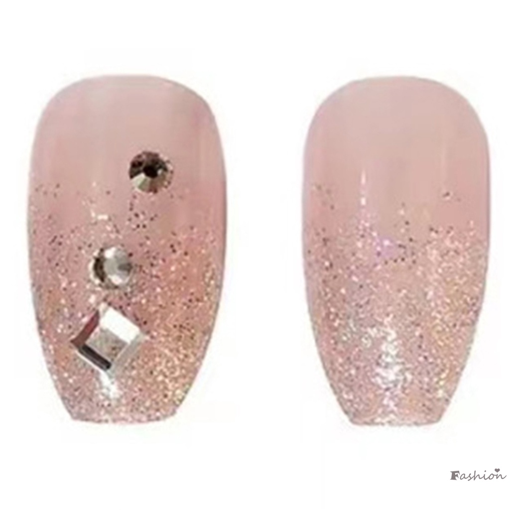 Móng Tay Giả Màu Hồng Lấp Lánh Có Thể Tái Sử Dụng