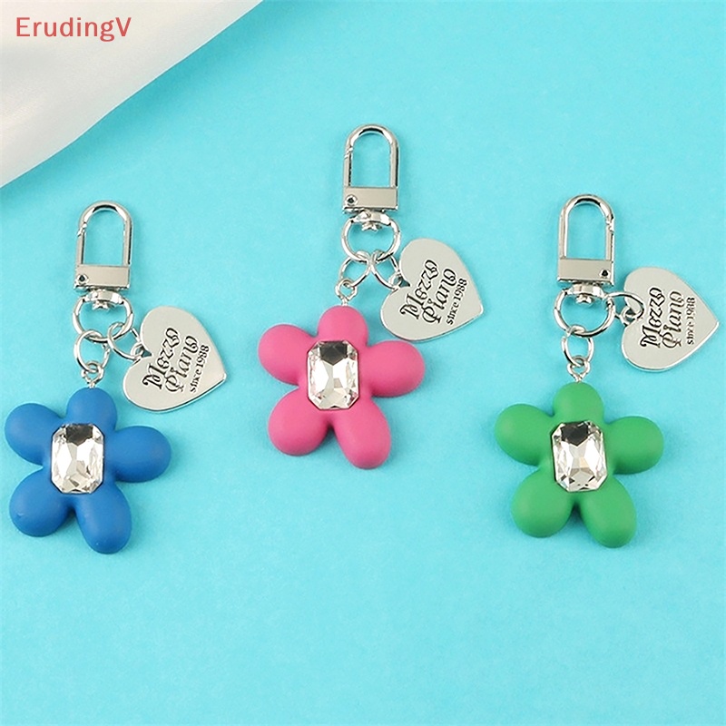 [ErudingV] Móc Khóa Ba Lô / Túi Xách Trang Trí Hình Hoa Trái Tim Đá Quý Màu Sắc