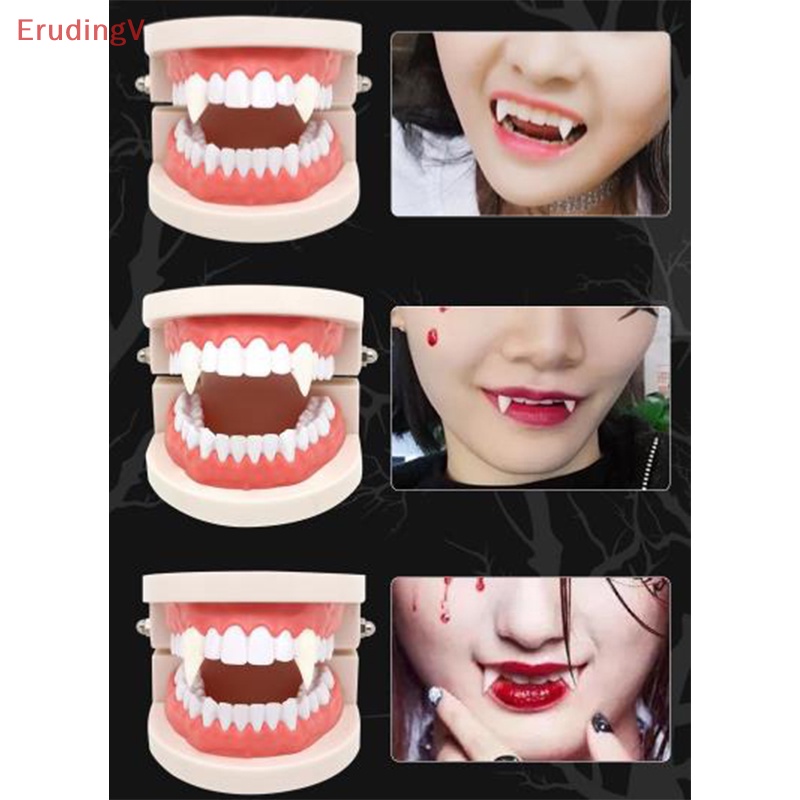 1 Cặp Răng Ma Cà Rồng Giả 11MM Bằng Nhựa Resin Dùng Hóa Trang Tiệc Halloween